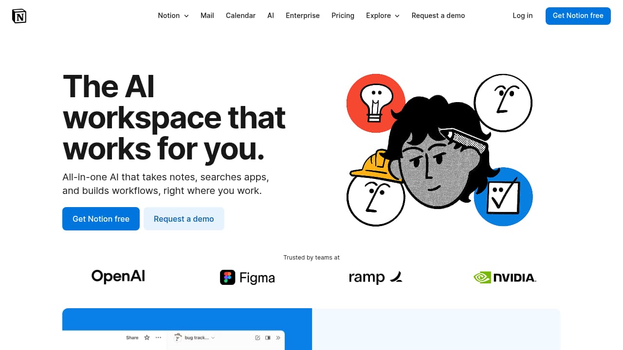 Screenshot of Notion AI website